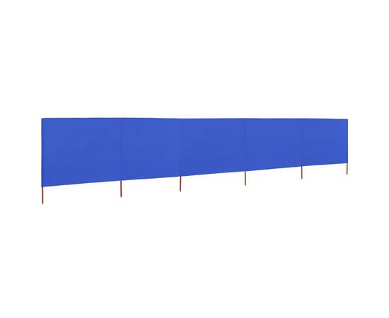 Paravan anti-vânt cu 5 panouri, azur, 600 x 120 cm, textil, 2 image