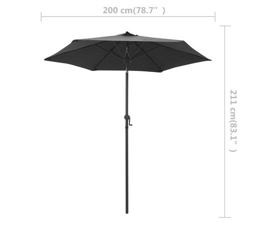 Umbrelă de soare, antracit, 200 x 211 cm, aluminiu, 7 image