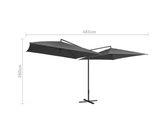 Umbrelă de soare cu stâlp din oțel, antracit, 250x250 cm, 6 image