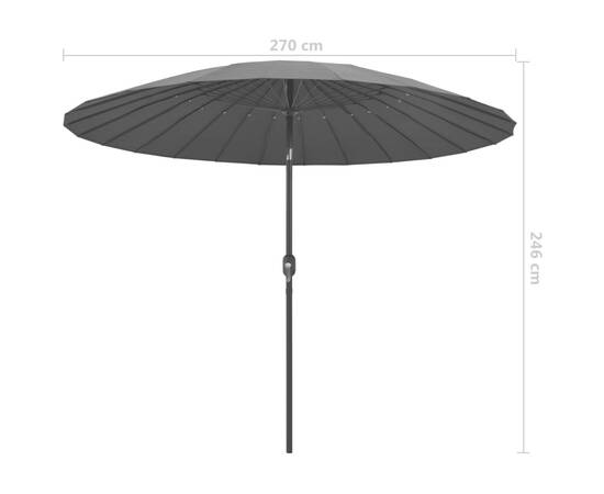 Umbrelă de soare de exterior, stâlp aluminiu, antracit, 270 cm, 7 image