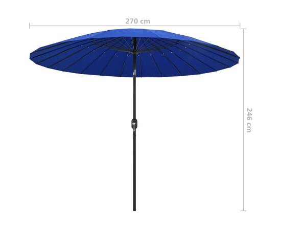 Umbrelă de soare de exterior, stâlp aluminiu, azuriu, 270 cm, 7 image