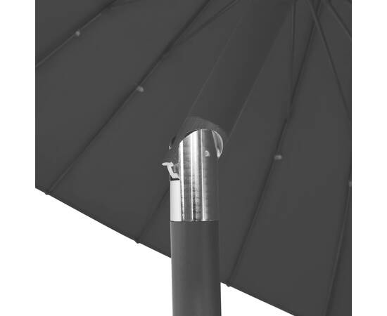 Umbrelă de soare de exterior, stâlp aluminiu, negru, 270 cm, 5 image