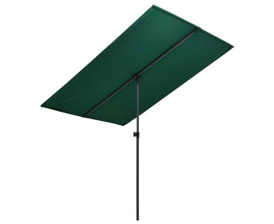 Umbrelă de soare de exterior, stâlp aluminiu, verde, 180x130 cm