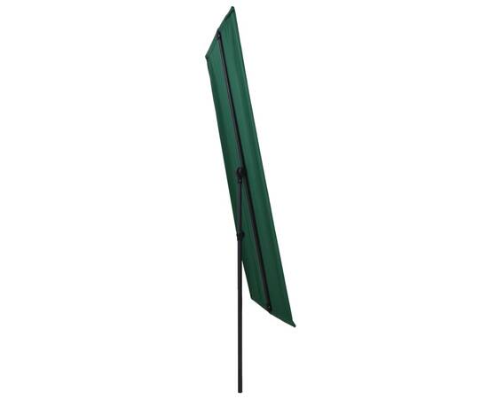Umbrelă de soare de exterior, stâlp aluminiu, verde, 180x130 cm, 4 image