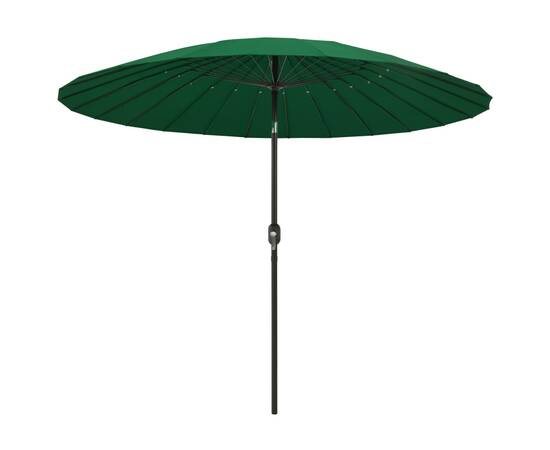 Umbrelă de soare de exterior, stâlp aluminiu, verde, 270 cm