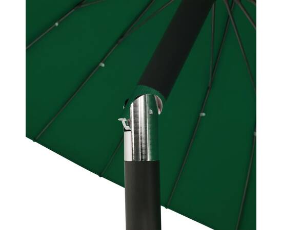Umbrelă de soare de exterior, stâlp aluminiu, verde, 270 cm, 5 image