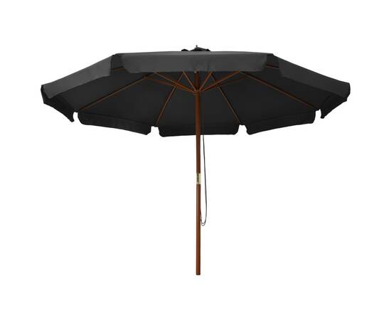 Umbrelă de soare de exterior, stâlp din lemn, antracit, 330 cm, 3 image