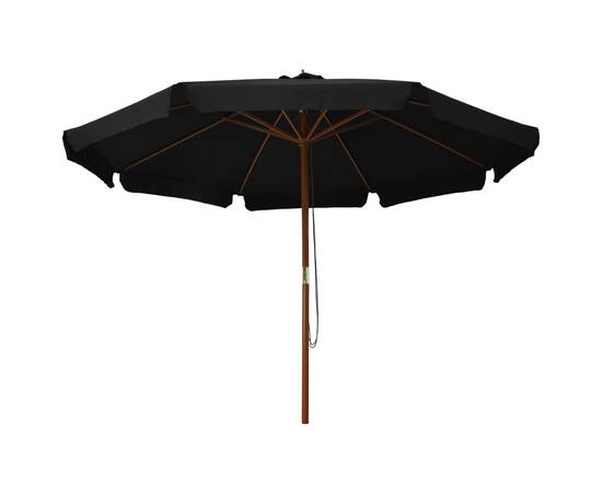 Umbrelă de soare de exterior, stâlp din lemn, negru, 330 cm, 3 image