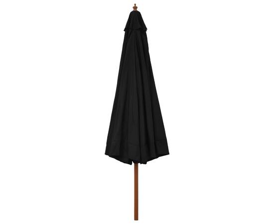 Umbrelă de soare de exterior, stâlp din lemn, negru, 330 cm, 4 image