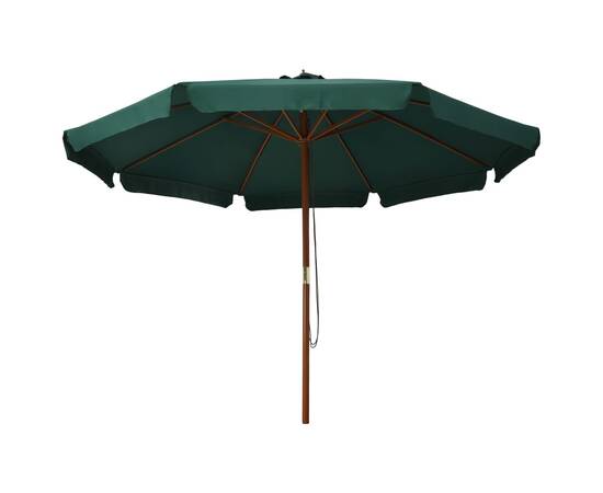 Umbrelă de soare de exterior, stâlp din lemn, verde, 330 cm, 3 image