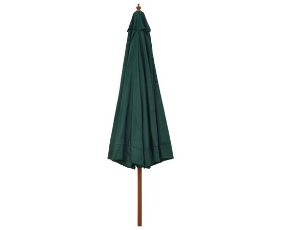 Umbrelă de soare de exterior, stâlp din lemn, verde, 330 cm, 4 image