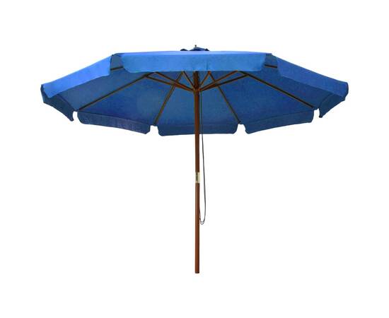 Umbrelă de soare de exterior, stâlp lemn, azuriu, 330 cm, 3 image