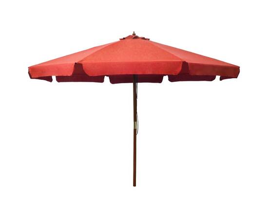 Umbrelă de soare de exterior, stâlp lemn, cărămiziu, 330 cm