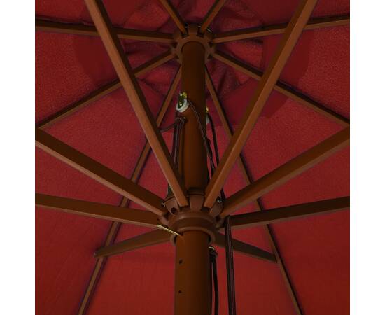 Umbrelă de soare de exterior, stâlp lemn, cărămiziu, 330 cm, 2 image