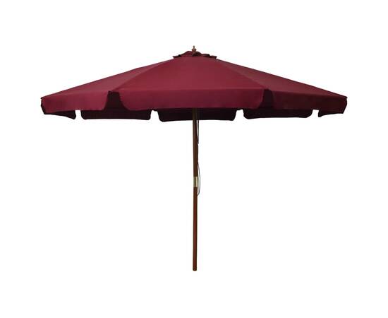 Umbrelă de soare de exterior, stâlp lemn, roșu burgund, 330 cm