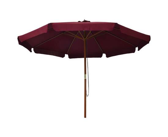 Umbrelă de soare de exterior, stâlp lemn, roșu burgund, 330 cm, 3 image