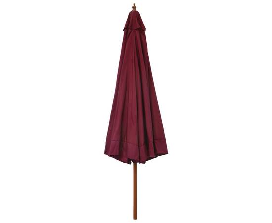 Umbrelă de soare de exterior, stâlp lemn, roșu burgund, 330 cm, 4 image