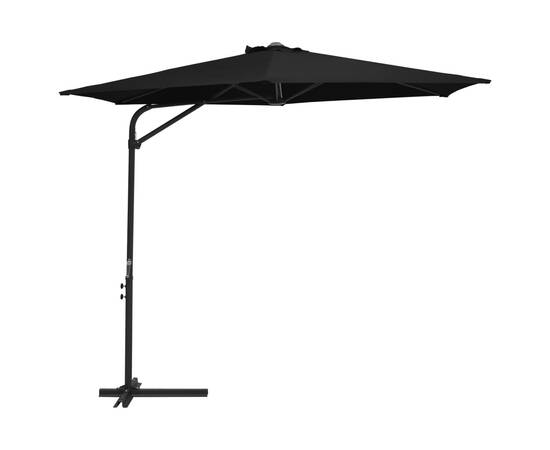 Umbrelă de soare de exterior cu stâlp din oțel, negru, 300 cm