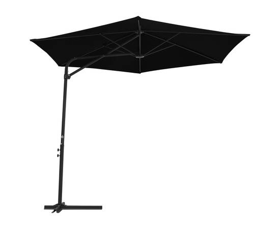 Umbrelă de soare de exterior cu stâlp din oțel, negru, 300 cm, 3 image