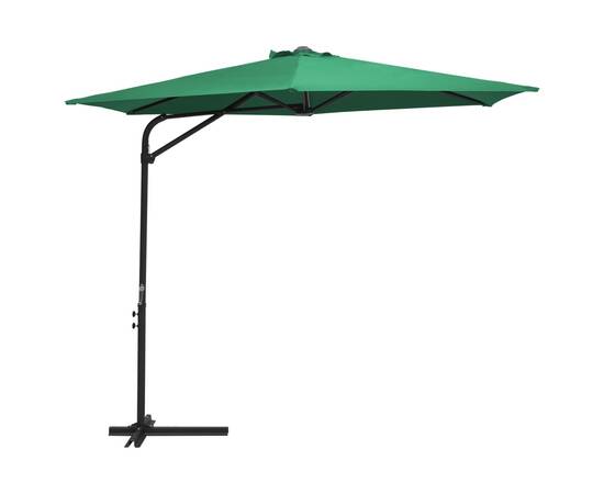 Umbrelă de soare de exterior cu stâlp din oțel, verde, 300 cm