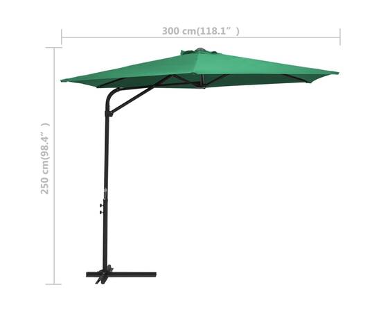 Umbrelă de soare de exterior cu stâlp din oțel, verde, 300 cm, 7 image