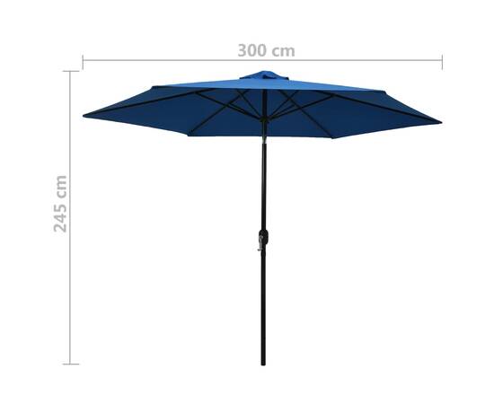 Umbrelă de soare de exterior cu stâlp metalic, azur, 300 cm, 7 image