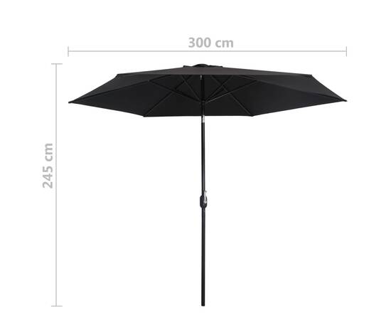 Umbrelă de soare de exterior cu stâlp metalic, negru, 300 cm, 7 image