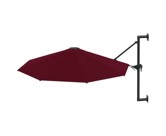 Umbrelă de soare de perete, stâlp metalic, roșu vișiniu, 300cm, 3 image