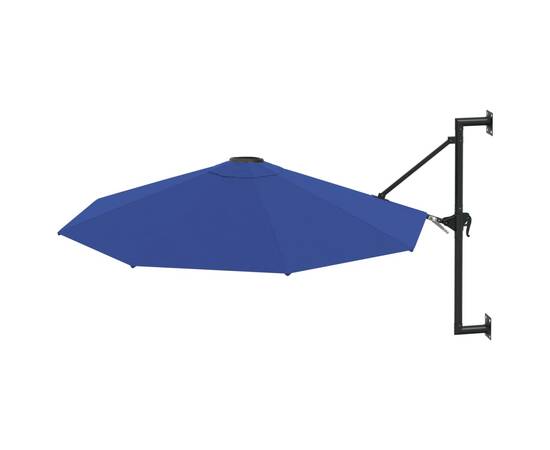 Umbrelă de soare de perete cu stâlp metalic, albastru, 300 cm, 3 image