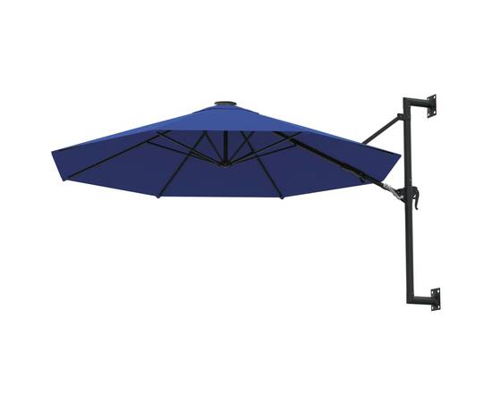 Umbrelă de soare de perete cu stâlp metalic, albastru, 300 cm, 4 image