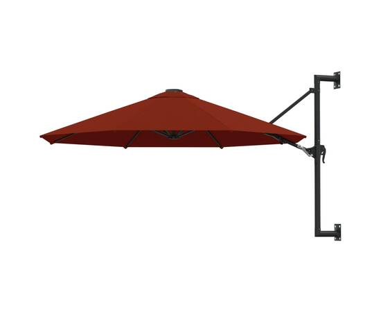 Umbrelă de soare de perete cu stâlp metalic, cărămiziu, 300 cm