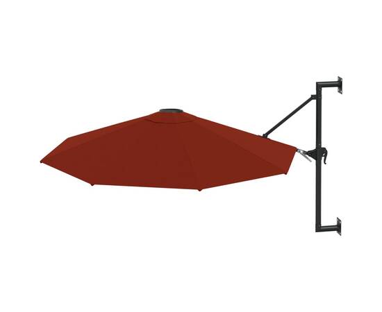 Umbrelă de soare de perete cu stâlp metalic, cărămiziu, 300 cm, 3 image