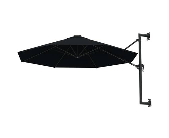 Umbrelă de soare de perete cu stâlp metalic, negru, 300 cm, 4 image