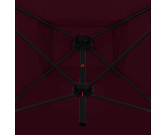 Umbrelă de soare dublă, stâlp din oțel, roșu bordo, 250x250 cm, 2 image