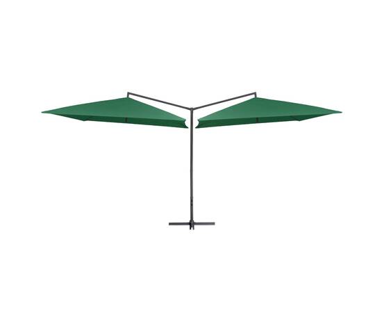 Umbrelă de soare dublă, stâlp din oțel, verde, 250 x 250 cm