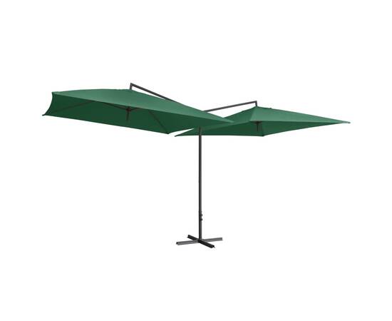 Umbrelă de soare dublă, stâlp din oțel, verde, 250 x 250 cm, 3 image