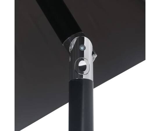 Umbrelă de soare exterior, led-uri și stâlp oțel, negru, 300 cm, 6 image