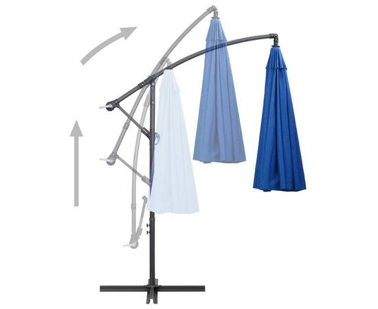 Umbrelă de soare suspendată, albastru, 3 m, stâlp de aluminiu, 4 image