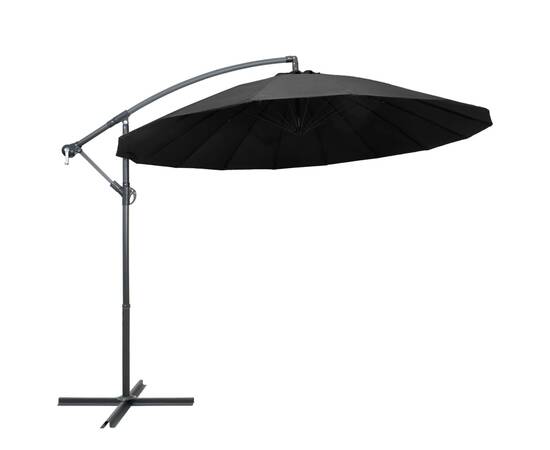 Umbrelă de soare suspendată, antracit, 3 m, stâlp de aluminiu