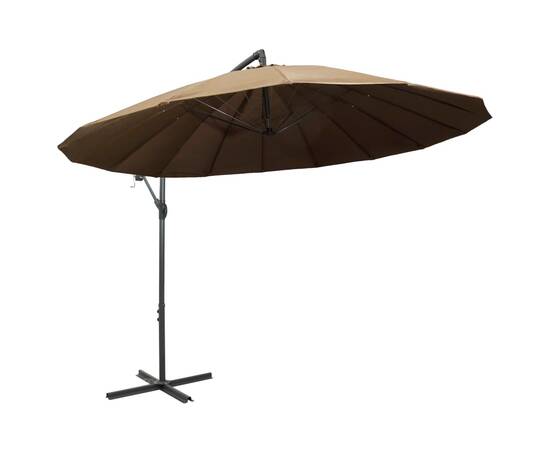 Umbrelă de soare suspendată, gri taupe, 3 m, stâlp de aluminiu, 3 image