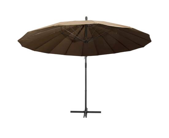 Umbrelă de soare suspendată, gri taupe, 3 m, stâlp de aluminiu, 4 image
