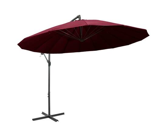 Umbrelă de soare suspendată, vișiniu, 3 m, stâlp de aluminiu, 3 image