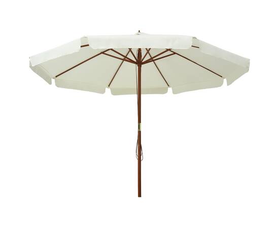 Umbrelă soare de exterior, stâlp din lemn, alb nisipiu, 330 cm, 3 image