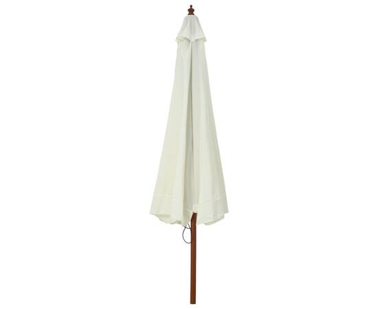 Umbrelă soare de exterior, stâlp din lemn, alb nisipiu, 330 cm, 4 image