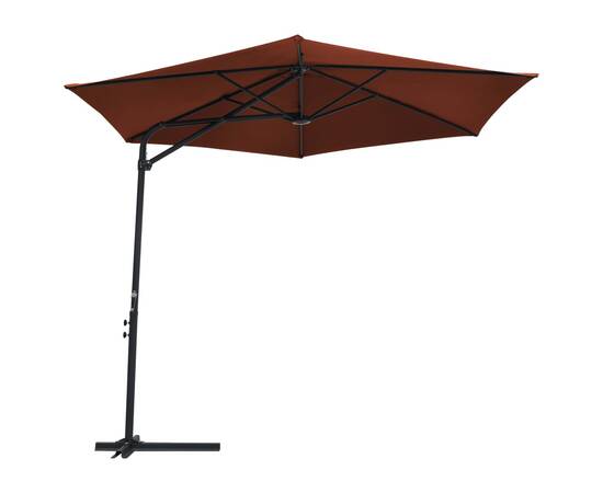 Umbrelă soare de exterior cu stâlp din oțel, cărămiziu, 300 cm, 3 image