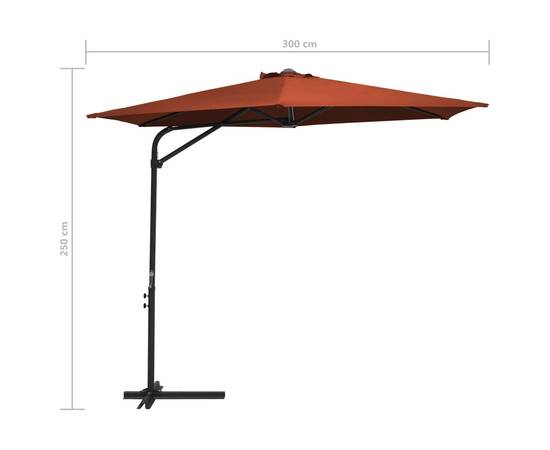 Umbrelă soare de exterior cu stâlp din oțel, cărămiziu, 300 cm, 7 image