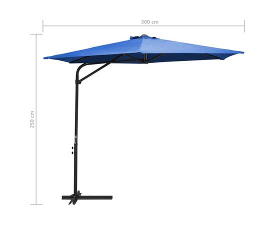 Umbrelă soare de exterior stâlp din oțel albastru azur 300 cm, 7 image