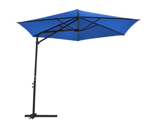 Umbrelă soare de exterior stâlp din oțel albastru azur 300 cm, 3 image