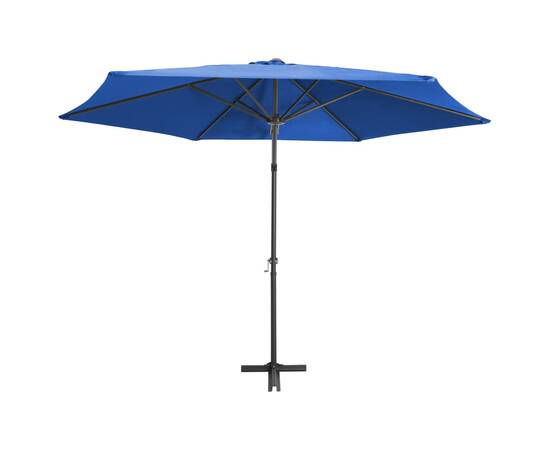 Umbrelă soare de exterior stâlp din oțel albastru azur 300 cm, 4 image