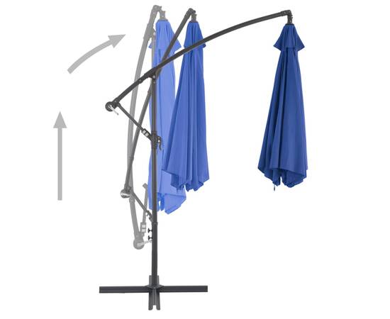 Umbrelă suspendată cu stâlp din aluminiu, albastru, 300 cm, 4 image